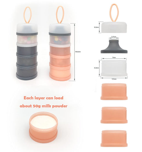 LADISO 2 Packs Baby Formula Dispenser, Formula Container, Portable Milk Powder Dispenser Container, Baby Feeding Travel