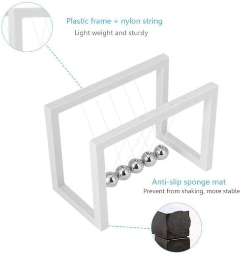 Newton's Cradle Balance Balls, Acrylic Shelf Science Physics Learning Desk Toys for Home and Office Decoration, White