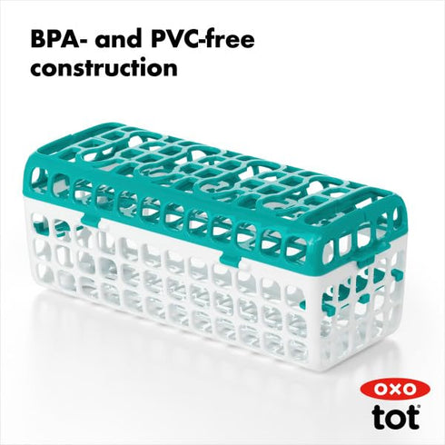 Teal OXO Tot Dishwasher Basket for Baby Bottle Parts & Accessories