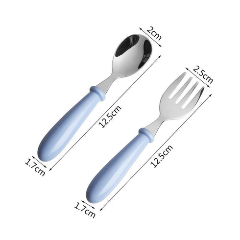 4 Pcs Toddler Utensils - Stainless Steel Forks and Spoons Baby Silverware Set with Storage Box for Safe Dining
