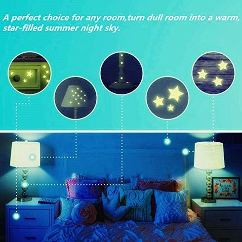 Aooyaoo 452Pcs Glow in The Dark Stars Wall Stickers, 3D Glowing Stars for Ceiling and Wall Decals, Green