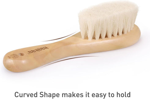 Set 2pk haakaa Baby Hair Brush and Comb for Newborns & Toddlers - Natural Soft Wool Bristles and Wooden Handle, Gently