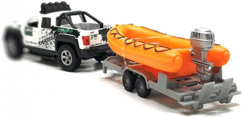 Metanyl 2 1 Playset 1/36 Set Pickup Truck Trailer Towing Speed Boat in Diecast Model Car Metal Pull Back Toy Cars SUV