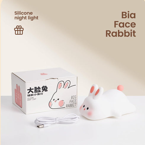 Ocegaoem Dimmable Bunny Night Light, Cute Silicone Rabbit Lamp, LED Nursery Nightlight, Rechargeable Touch Control