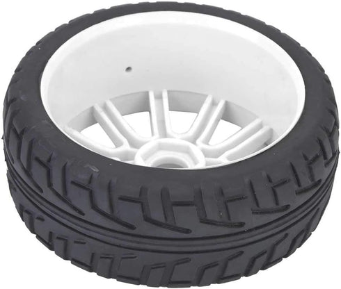 2Pcs Racing Car Rubber Wheel Hub Tires for 1/8 On-Road Racing RC (White)