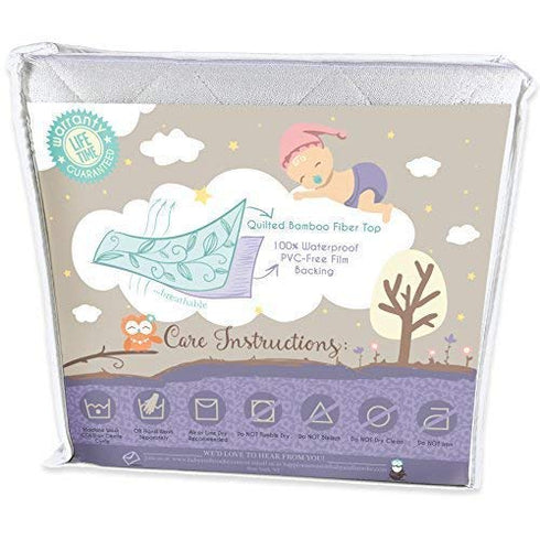 100% (52"x 28"x 8") Organic Bamboo from Viscose Fitted Crib Mattress Protector Pad by Baby&Brooke Waterproof