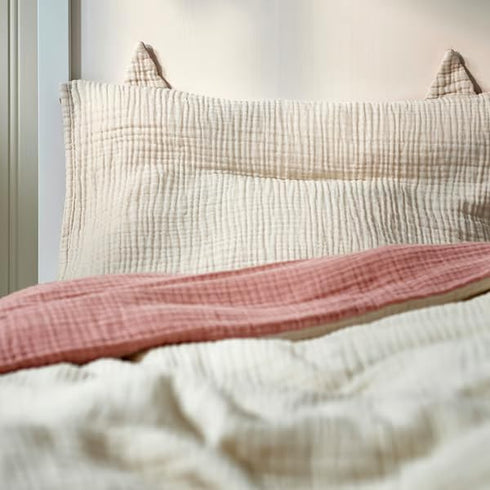Generic 3-Piece Set 27.5x52 Crib Bedding Pale Pink/Beige, Soft Cotton Duvet Cover, Pillowcase & Fitted Sheet