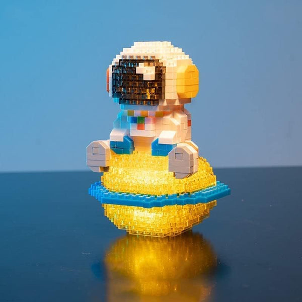 Micro Building Blocks Astronaut Model with Light, Building Toy for Kids or Adults, Lunar Mini Blocks