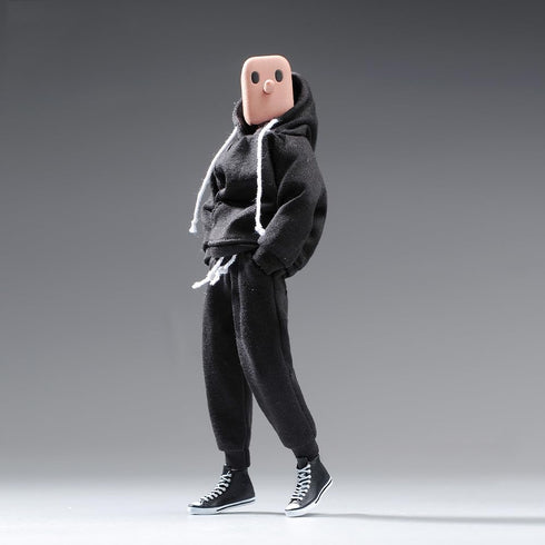 1/12 Scale Male Clothes - Men's Black Hoodie Pants Trousers for 6 Inch Action Figure Body Doll