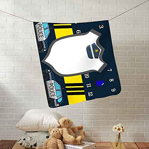 Baby Monthly Milestone Blanket, Police Theme Photography Background for Newborn Baby Shower, 60x40 inches