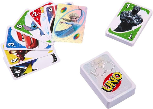 UNO Disney 100 Card Game for Kids, Featuring Disney Characters, Collectible Foil Card
