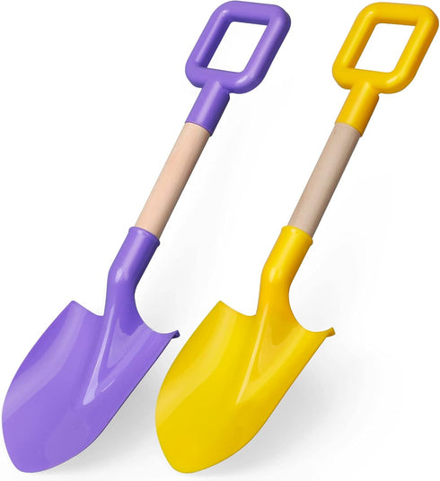 16Inch Set 3-10(2PCS) Dilabnba Kids Beach Spades Sand Shovels, Jumbo Sturdy Wood Handle ABS Plastic Shovels Scoops