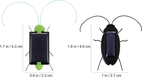 2Pcs Solar Powered Insect Toys, Educational Fake Roaches Grasshopper Moving Toys for Kids Birthday, Christmas,
