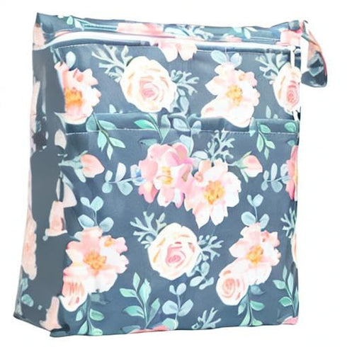 Sigzagor Medium Wet Dry Bag Baby Cloth Diaper Nappy Insert Bag Reusable Washable With Two Zippered Pockets For Girls