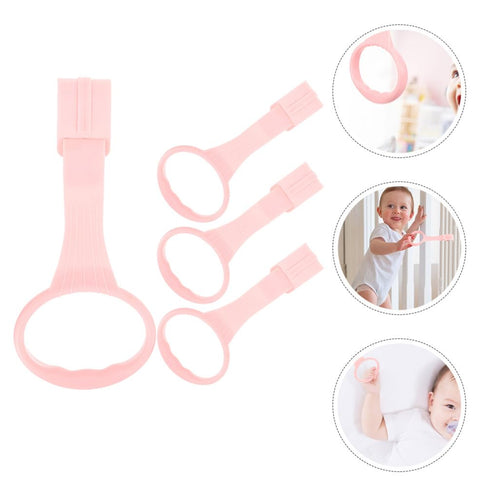 Baby Playpen Pull up Rings, 4pcs Baby Crib Pull up Rings for Walking Exercises, Pink Baby Bed Stand Up