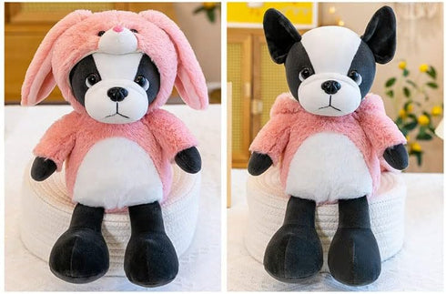French Bulldog Stuffed Animal in Pink Bunny Costume - Adorable Plush Bull Dog Plush Toy for Kids, 13 Inch