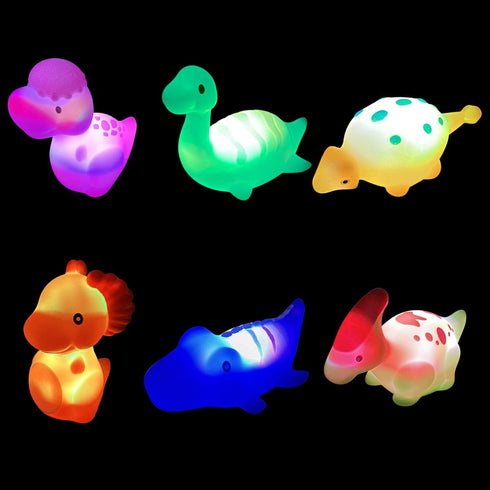 JoFAN 6 Pack Prefilled Jumbo Plastic Easter Eggs with Light Up Dinosaur Bath Toys Inside for Kids Boys Girls Toddlers