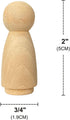 50 Pack Wood Peg Dolls Unfinished Wooden People Craft Blank Family Figures, 3/4 x 2 inch for Creative Play