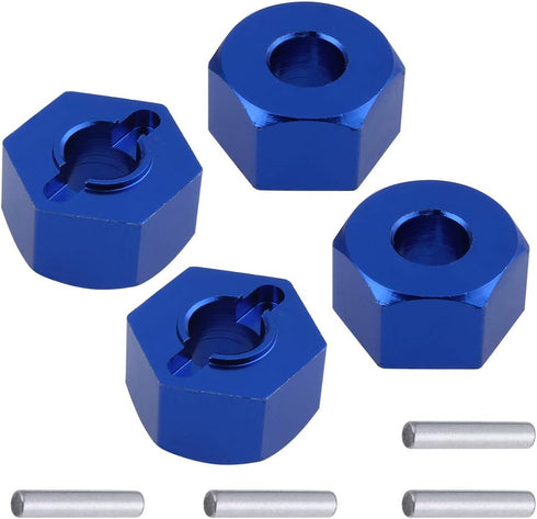 HobbyPark Aluminum 12mm Hex Wheel Hubs Nuts w/Pins Replacement of 1654 for RC Traxxas 1/10 Slash 4x4 & Stampede 4WD (4-Pack) (Navy Blue)