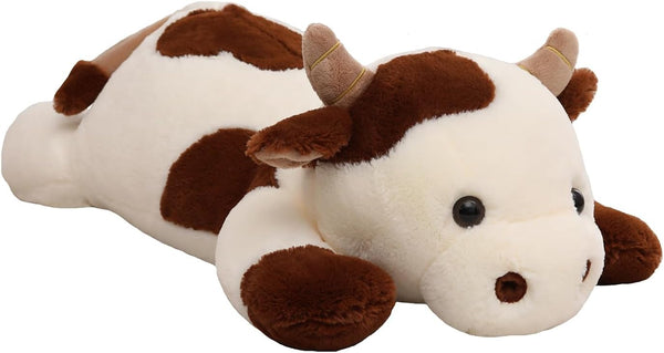25.6 inch 5 lbs Cow Weighted Stuffed Animal Large Plush Toy Pillow Cute Kawaii Gifts for Kids Adults