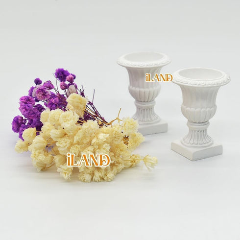 2pcs (2pcs iLAND Miniature Dollhouse Accessories, Dollhouse Plants w/Dry Flowers Mini Urn Planters w/Flowers)