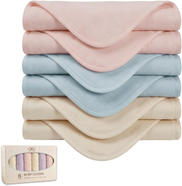 abbybabies Burping Cloths for Baby Boy & Girl, 6 Pack 100% Cotton Muslin