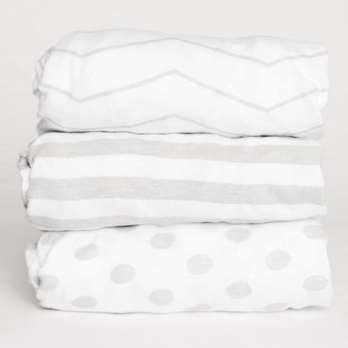 NODNAL CO. 3 Fitted Gray Mini Crib Pack n Play Playard Portable