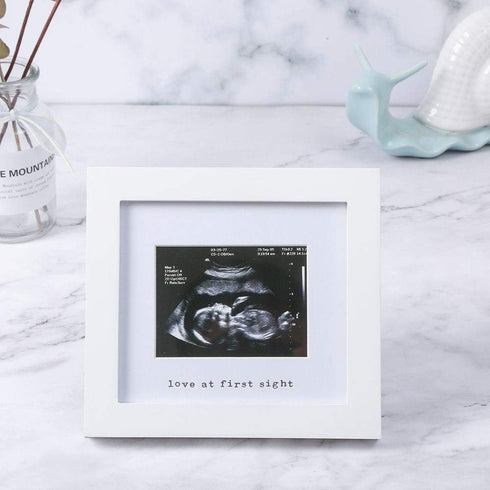 IHEIPYE Baby Sonogram Photo Frame - Ultrasound Picture Frame for Expecting Parents, Baby Showers, Nursery Decor (Silver