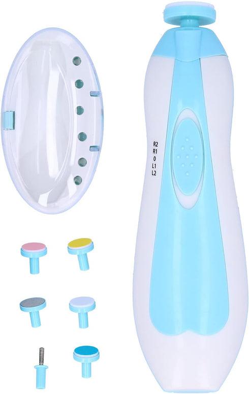Trimmer 0-3 6 Baby Electric Nail Kit with LED Light, Safe Newborn Nail File Clippers for Years, Portable, Light Blue