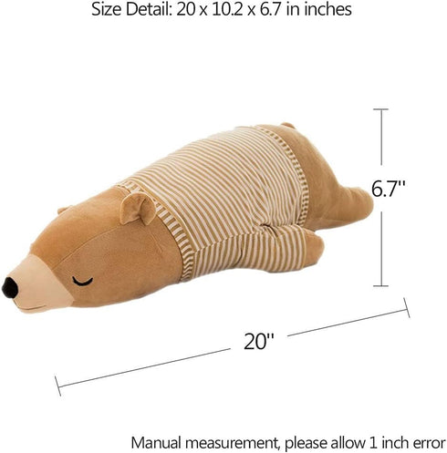 MMTTAO Stuffed Polar Bear Animal Plush Toy - 20 Inch Large Brown Sleeping Bear Soft Plushies for Kids