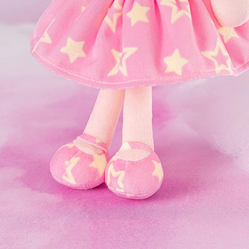 Gloveleya Baby Doll Girl Gift Soft Plush Princess Doll with Pink Star Dress, Snuggly First Baby Doll for Girls, Stuffed