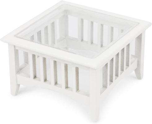 1:12 Dollhouse Coffee Table Miniature Furniture Scale Wooden Tea Table Square Shape Side Tables Acrylic Tabletop Props