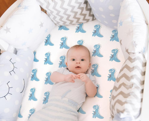 Jola's House 4 Pack Set Soft Baby Boy Sheets Dinosaur Star Cloud Soft Polyester Neutral Unisex Fitted Sheets for Baby