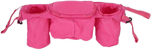 Baby Stroller Organizer with Cup Holder, Durable Hook & Loop Design for Umbrella Stroller Cart (Pink)