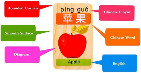 New Chinese English Language Learning Wooden Blocks, Domino Children's Educational Product, 100pcs