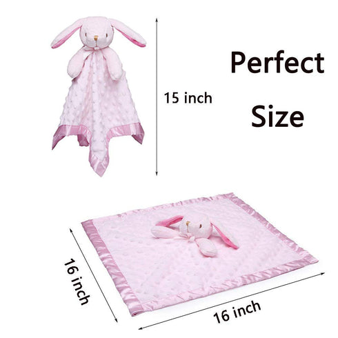 Pro Goleem Bunny Security Blanket Twin Baby Gifts Snuggle Toy Lovey for Infant Girls Soft Lovie Pink, 2 Pack