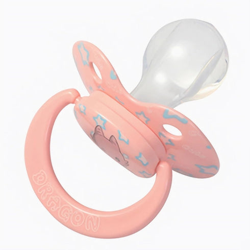 Cute Silicone Adult Pacifiers Pink: Big Shield Binky for Anxiety - Large Size Butterfly Shaped Paci with Handle Dragon