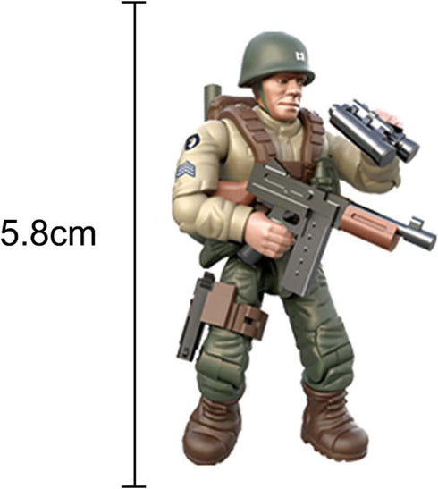 6 PCS Mini WWII Soldier Military Action Figures, Army Model Building Block Toys with Accessories for Kids
