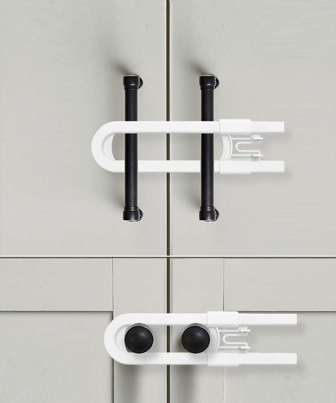 Sliding Cabinet Locks for Child Safety - Baby Proof Kitchen, Bathroom, Storage Doors (12 Pack, White)
