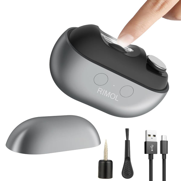 RIMOL Electric Nail Clipper with Polishing, 3-in-1 Automatic Nail Trimmer with LED Light