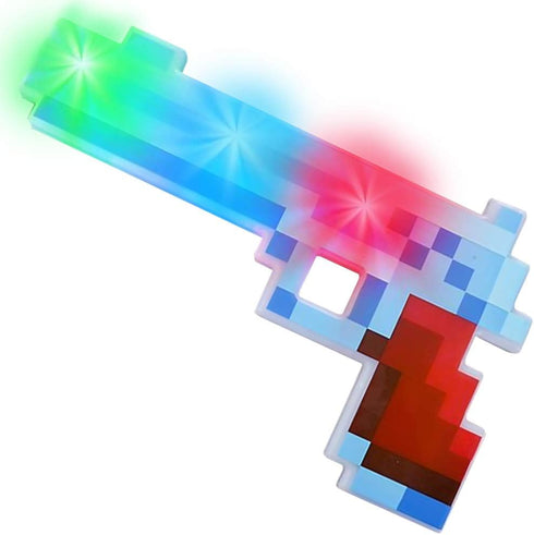ArtCreativity 10 Inch Light Up Pixel Pistol Toy with Flashing LEDs - Video Game Party Supplies for Kids