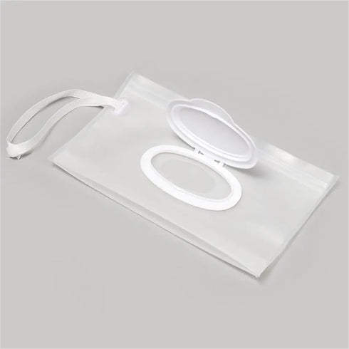 linenb 5pcs Travel Wipes Case Reusable Snap Strap Cleaning Wet Wipes Bag Mask Case Cosmetic Container Napkin Storage