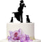 Wedding Cake Toppers Bride and Groom with Dog, Black Color Acrylic Silhouette, Engagement Decoration Love