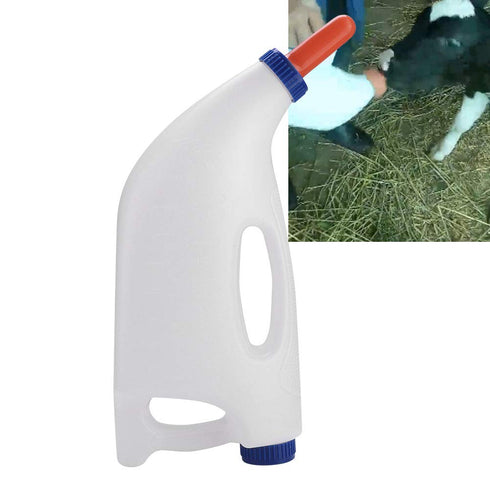 4L Calf Bottle with Handle, Nursing Milk Feeder, Goat Bottle, White Thickened Feeding Bottle for Farm Household Cattle