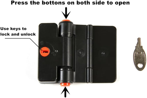 Refrigerator Adhesive Locks, Double Button Fridge Door Lock with Key, Child Proof Freezer Cooler Door Lock (Black, 2)