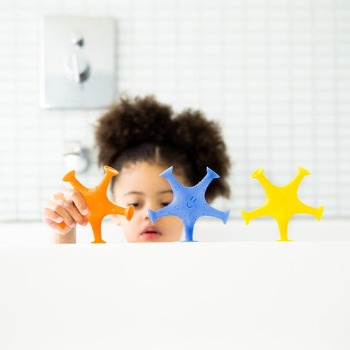 Set 3 Ubbi Starfish Stretch and Suction Bath Toys, Baby Bath Accessory, Water Toys for Toddler Bath Time, Fun Baby