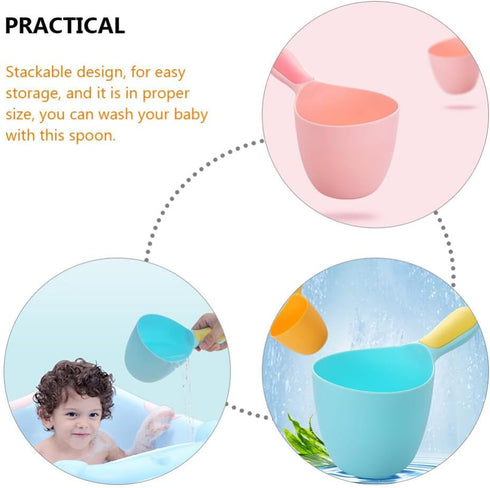 3pcs Baby Water Scoop Shampoo Ladle, Bathing Water Ladles, Plastic Child Bath Rinse Cup