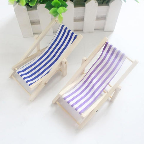 Mini Beach Chair, Wooden Beach Items for Dollhouse Miniatures, Beach Cake Decorations