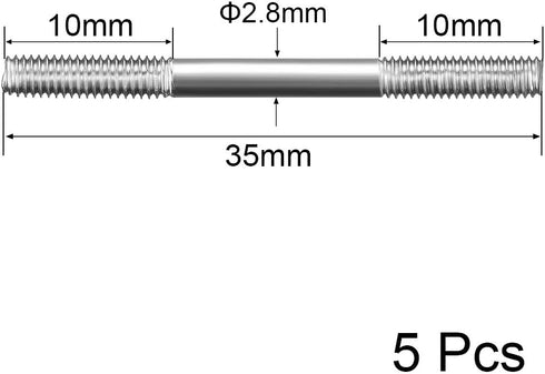 uxcell M3x35mm Pushrod Connector Stainless Steel Rod Linkage for RC Boat, Car, Airplane, Helicopter, 5pcs
