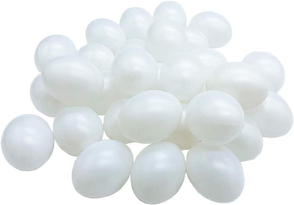 30 Pack White Plastic Eggs, Fake Easter Egg, Artificial Chicken for DIY